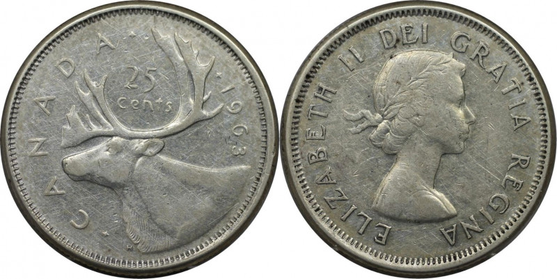 Weltmünzen und Medaillen, Kanada / Canada. 25 Cents 1963. Silber. KM 52. Vorzügl...