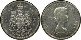 Weltmünzen und Medaillen, Kanada / Canada. Elizabeth II. 50 Cents 1960. 11,66 g. 0.800 Silber. 0.3 OZ. KM 56. Stempelglanz