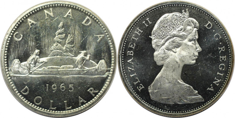 Weltmünzen und Medaillen, Kanada / Canada. Kanu. 1 Dollar 1965. 23,33 g. 0.800 S...