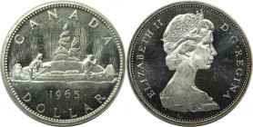 Weltmünzen und Medaillen, Kanada / Canada. Kanu. 1 Dollar 1965. 23,33 g. 0.800 Silber. 0.6 OZ. KM 64.1. Stempelglanz