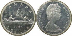 Weltmünzen und Medaillen, Kanada / Canada. Kanu. 1 Dollar 1965. 23,33 g. 0.800 Silber. 0.6 OZ. KM 64.1. Stempelglanz