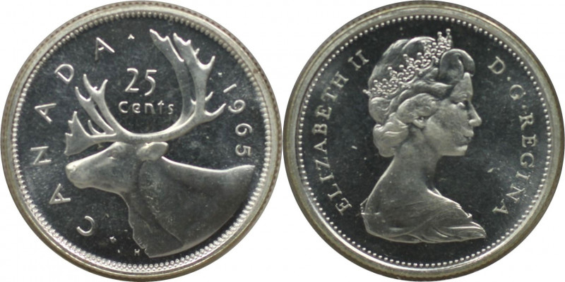 Weltmünzen und Medaillen, Kanada / Canada. 25 Cents 1965. 5,8 g. 0.800 Silber. 0...