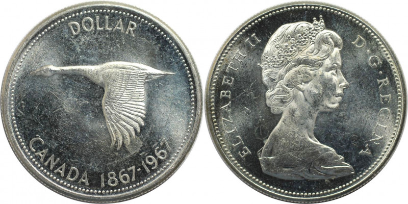 Weltmünzen und Medaillen, Kanada / Canada. Wildgans. 1 Dollar 1967. 23,33 g. 0.8...