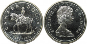Weltmünzen und Medaillen, Kanada / Canada. "Mounty". 1 Dollar 1973. 23,3 g. 0.500 Silber. 0.38 OZ. KM 83. Stempelglanz