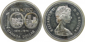 Weltmünzen und Medaillen, Kanada / Canada. 100 Jahre Winnipeg. 1 Dollar 1974. 23,33 g. 0.500 Silber. 0.38 OZ. KM 88a. Stempelglanz