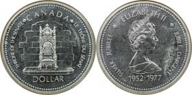 Weltmünzen und Medaillen, Kanada / Canada. 25. Jahrestag Thronbesteigung. 1 Dollar 1977. 23,33 g. 0.500 Silber. 0.38 OZ. KM 118. Stempelglanz