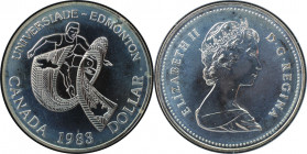 Weltmünzen und Medaillen, Kanada / Canada. XII. Weltsommerspiele der Studierenden in Edmonton. 1 Dollar 1983. 23,33 g. 0.500 Silber. 0.38 OZ. KM 138. ...