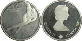 Weltmünzen und Medaillen, Kanada / Canada. XV. Olympische Winterspiele, Calgary 1988 - Eisschnellläufer. 20 Dollars 1985. 33,63 g. 0.925 Silber. 1 OZ....