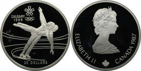 Weltmünzen und Medaillen, Kanada / Canada. Olympische Winterspiele 1988 in Calgary - Eiskunstlaufpaar. 20 Dollars 1987. 34,11 g. 0.925 Silber. 1 OZ. K...