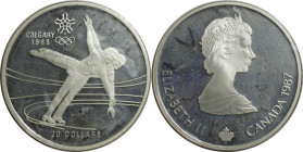 Weltmünzen und Medaillen, Kanada / Canada. Olympische Winterspiele 1988 in Calgary - Eiskunstlaufpaar. 20 Dollars 1987. 34,1 g. 0.925 Silber. 1 OZ. KM...