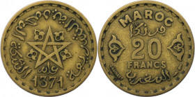 Weltmünzen und Medaillen, Marokko / Morocco. Mohammed V. 20 Francs 1952 (AH 1371). Aluminium-Bronze. KM Y# 50. Sehr schön