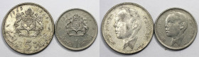 Weltmünzen und Medaillen, Marokko / Morocco, Lots und Sammlungen. 1 Dirham, 5 Dirhams. Lot von 2 Münzen 1965. Bild ansehen Lot