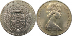 Weltmünzen und Medaillen, Neuseeland / New Zealand. Elizabeth II. 1 Dollar 1971. Kupfer-Nickel. KM 38.2. Stempelglanz