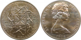 Weltmünzen und Medaillen, Neuseeland / New Zealand. Commonwealth Spiele. 1 Dollar 1974. Kupfer-Nickel. KM 44. Stempelglanz