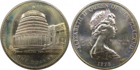 Weltmünzen und Medaillen, Neuseeland / New Zealand. 25. Jahrestag der Krönung von Elisabeth II. 1 Dollar 1978. Kupfer-Nickel. KM 47. Stempelglanz