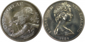 Weltmünzen und Medaillen, Neuseeland / New Zealand. Black Robin. 1 Dollar 1984. Kupfer-Nickel. KM 54. Stempelglanz