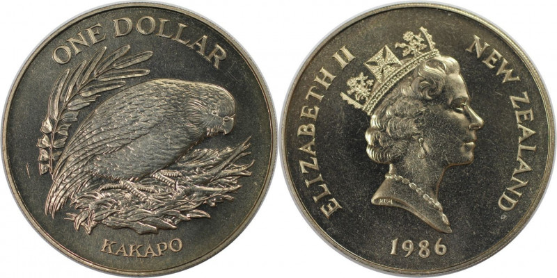 Weltmünzen und Medaillen, Neuseeland / New Zealand. Kakapo. 1 Dollar 1986. Kupfe...