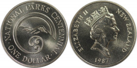 Weltmünzen und Medaillen, Neuseeland / New Zealand. Nationalparks Centennial. 1 Dollar 1987. Kupfer-Nickel. KM 65. Stempelglanz