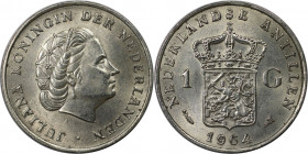 Weltmünzen und Medaillen, Niederländische Antillen / Netherlands Antilles. Juliana (1948-1980). 1 Gulden 1964. 10,0 g. 0.720 Silber. 0.23 OZ. KM 2. St...