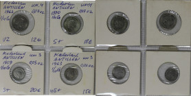 Weltmünzen und Medaillen, Niederländische Antillen / Netherlands Antilles, Lots und Sammlungen. 2 х 1/4 Gulden 1963,1970, 2 х 1/10 Gulden 1959,1963. L...