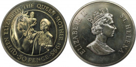Weltmünzen und Medaillen, Saint Helena island. 95. Jahrestag der Geburt der Königin Mutter. 50 Pence 1995. Kupfer-Nickel. KM 14. Stempelglanz