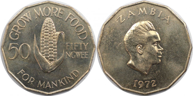 Weltmünzen und Medaillen, Sambia / Zambia. Serie: F.A.O. 50 Ngwee 1972. Kupfer-N...