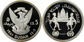Weltmünzen und Medaillen, Sudan. Internationales Jahr des Kindes. 5 Pounds 1981. 19,44 g. 0.925 Silber. 0.58 OZ. KM 87. Polierte Platte