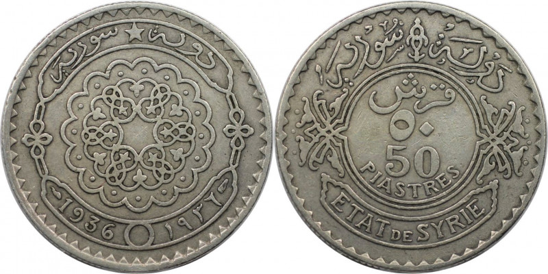 Weltmünzen und Medaillen, Syrien / Syria. 50 Piastres 1936. Silber. KM 74. Fast ...