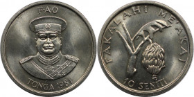 Weltmünzen und Medaillen, Tonga. Serie: F.A.O. 10 Senti 1981. Kupfer-Nickel. KM 69. Stempelglanz