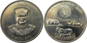 Weltmünzen und Medaillen, Tonga. Serie: F.A.O. - Welternährungstag. 2 Pa'anga 1981. Kupfer-Nickel. KM 73. Stempelglanz