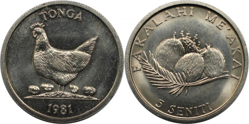 Weltmünzen und Medaillen, Tonga. Serie: F.A.O. 5 Senti 1981. Kupfer-Nickel. KM 6...