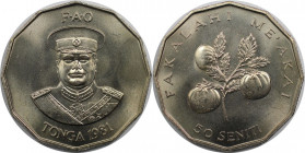 Weltmünzen und Medaillen, Tonga. Serie: F.A.O. 50 Seniti 1981. Kupfer-Nickel. KM 71. Stempelglanz