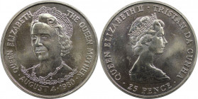 Weltmünzen und Medaillen, Tristan da Сunha. 80. Geburtstag der Königinmutter. 25 Pence 1980. Kupfer-Nickel. KM 3. Stempelglanz