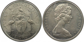 Weltmünzen und Medaillen, Turks und Caicos Inseln / Turks and Caicos Islands. 1 Crown 1969. Kupfer-Nickel. KM 1. Stempelglanz