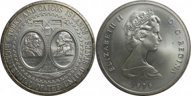 Weltmünzen und Medaillen, Turks und Caicos Inseln / Turks and Caicos Islands. Elizabeth II. "Bicentennial of the United States". 20 Crowns 1976. 38,70...