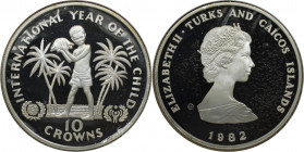 Weltmünzen und Medaillen, Turks und Caicos Inseln / Turks and Caicos Islands. Internationales Jahr des Kindes. 10 Crowns 1982. 23,28 g. 0.925 Silber. ...