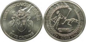Weltmünzen und Medaillen, Turks und Caicos Inseln / Turks and Caicos Islands. Olympische Spiele Barcelona & Albertville. 5 Crowns 1992. Kupfer-Nickel....