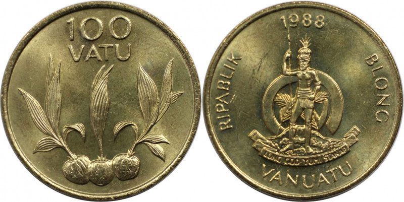 Weltmünzen und Medaillen, Vanuatu. 100 Vatu 1988. KM 9. Nickel-brass. Stempelgla...