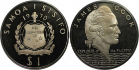 Weltmünzen und Medaillen, Western Samoa. 200. Jahrestag der Reisen von James Cook. 1 Tala 1970. Kupfer-Nickel. KM 9. Polierte Platte