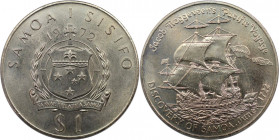 Weltmünzen und Medaillen, Western Samoa. 250. Jahrestag - Entdeckung von Samoa. 1 Tala 1972. Kupfer-Nickel. KM 11. Stempelglanz