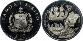 Weltmünzen und Medaillen, Western Samoa. Robert Louis Stevenson. 10 Tala 1994. 31,69 g. 0.925 Silber. 0.93 OZ. KM 121. Polierte Platte