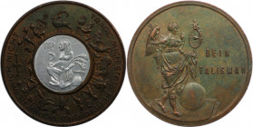Medaillen und Jetons, Gedenkmedaillen. Deutschland. Medaille ca.1950 "DEIN TALISMAN". Bronze, mit Aluchip - Horoskop "Jungfrau". 29 g. 40,5 mm. Stempe...