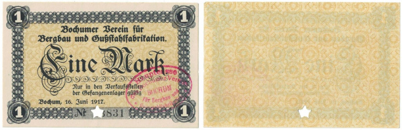 Banknoten, Deutschland / Germany. Notgeld, Bochum (Westfalen). 1 Mark 16.06.1917...