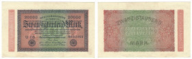 Banknoten, Deutschland / Germany. Geldscheine der Inflation (1919-1924). 20000 Mark Reichsbanknote 1.7.1923. Pick: 85, Ro: 84c, II
