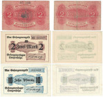 Banknoten, Deutschland / Germany, Lots und Sammlungen. Gefangenenlager Langensalza (Sachsen). 10 Pfennig, 2 Mark ND. Gefangenenlager Schneidemühl 2 Ma...