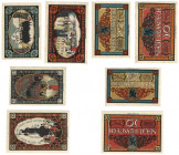 Banknoten, Deutschland / Germany, Lots und Sammlungen. Notgeld Pößneck. 2 x 25 Pfennig, 2 x 50 Pfennig ND. Lot von 4 Banknoten. Kassenfrisch