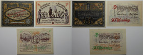 Banknoten, Deutschland / Germany, Lots und Sammlungen. Notgeld, Sachsen-Gotha, Gotha. 2 x 50 Pfennig, 90 Pfennig 11.07.1921. Mehl 456.6,6a. Lot von 3 ...