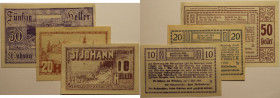 Banknoten, Deutschland / Germany, Lots und Sammlungen. Notgeld St. Johann am Walde. 10 Heller, 20 Heller, 50 Heller 1920. Lot von 3 Banknoten. II