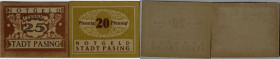 Banknoten, Deutschland / Germany, Lots und Sammlungen. Bayern Notgeld Pasing. 20, 25 Pfennig 1921. VAP006_5e, 5f. Lot von 2 Banknoten. I