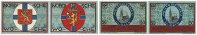 Banknoten, Deutschland / Germany, Lots und Sammlungen. Musterschau Lübeck 2 x 50 Pfennig 1921. Lot von 2 Banknoten. Notgeld. Kassenfrisch